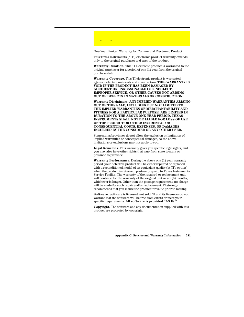 Warranty information, Customers in the u. s. and canada only | Texas Instruments PLUS TI-89 User Manual | Page 598 / 623