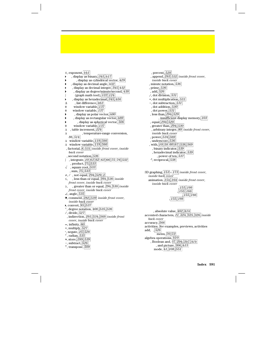 Index, Symbols | Texas Instruments PLUS TI-89 User Manual | Page 608 / 623
