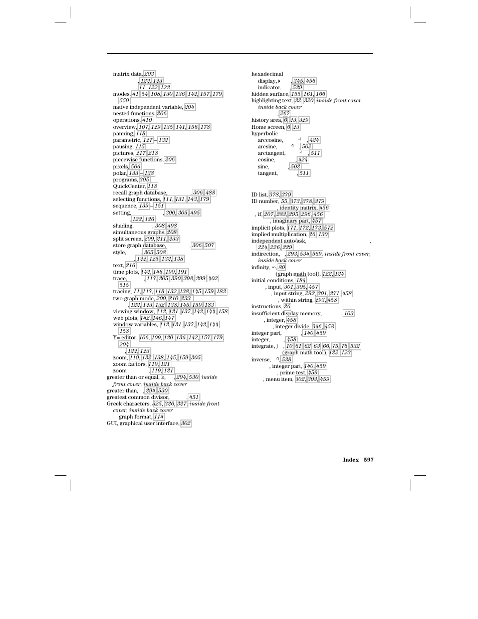 H, i | Texas Instruments PLUS TI-89 User Manual | Page 614 / 623