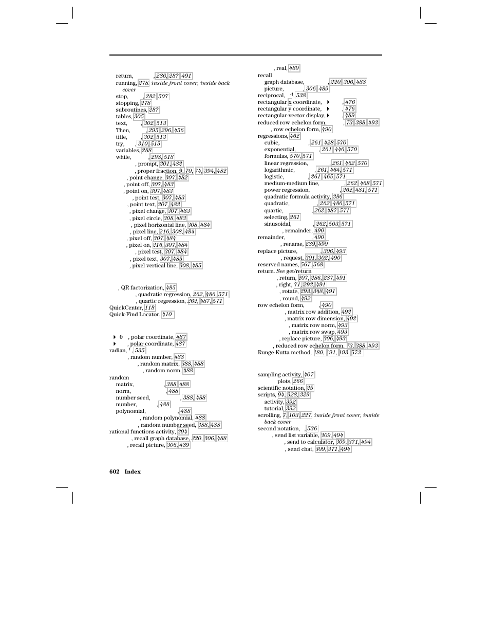 Q, r, s | Texas Instruments PLUS TI-89 User Manual | Page 619 / 623