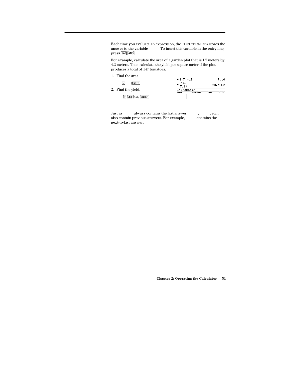 Recalling the last answer | Texas Instruments PLUS TI-89 User Manual | Page 68 / 623