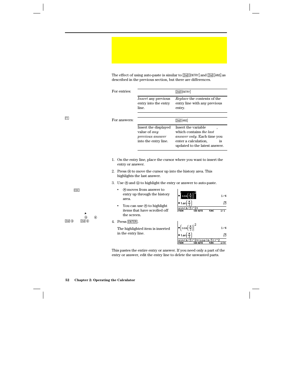 Why use auto-paste, Auto-pasting an entry or answer | Texas Instruments PLUS TI-89 User Manual | Page 69 / 623