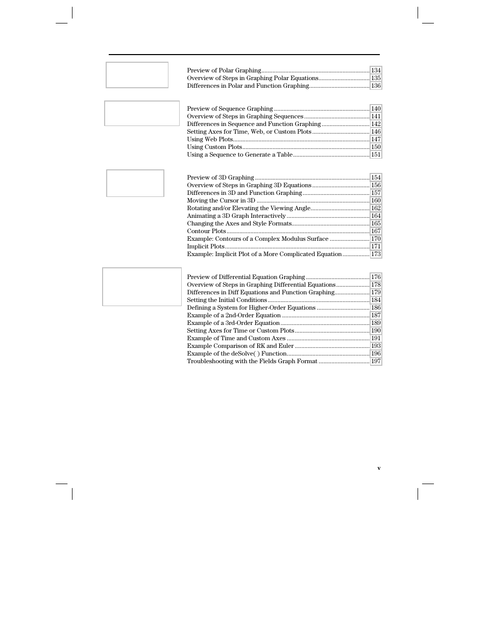Chapter 8: polar graphing, Chapter 9: sequence graphing, Chapter 10: 3d graphing | Chapter 11: differential equation graphing | Texas Instruments PLUS TI-89 User Manual | Page 7 / 623