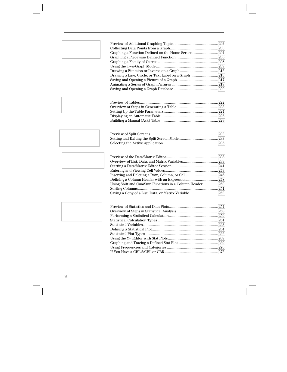 Chapter 12: additional graphing topics, Chapter 13: tables, Chapter 14: split screens | Chapter 15: data/ matrix editor, Chapter 16: statistics and data plots | Texas Instruments PLUS TI-89 User Manual | Page 8 / 623