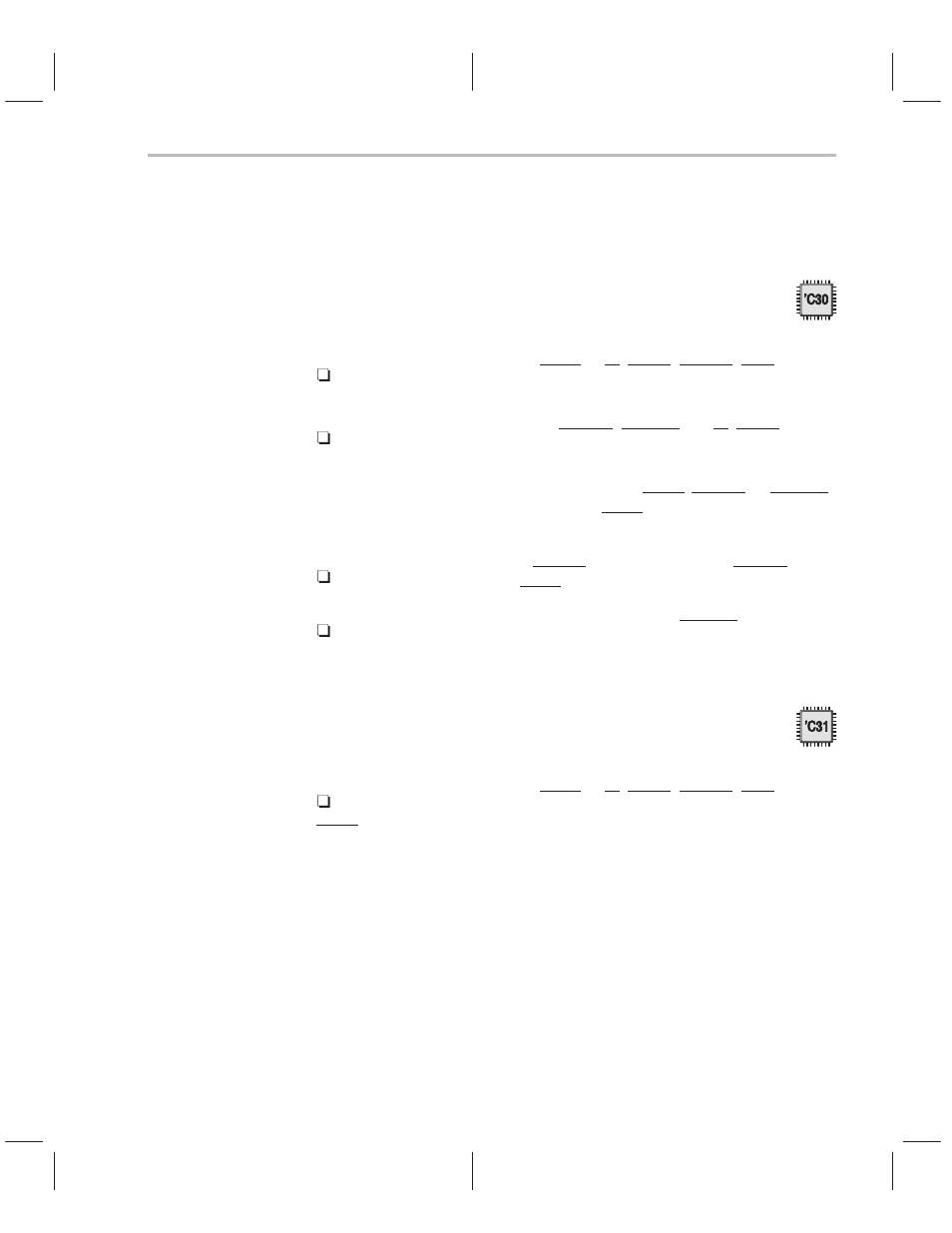 Memory interface signals, Tms320c30 memory interface signals, Tms320c31 memory interface signals | Texas Instruments TMS320C3x User Manual | Page 269 / 757