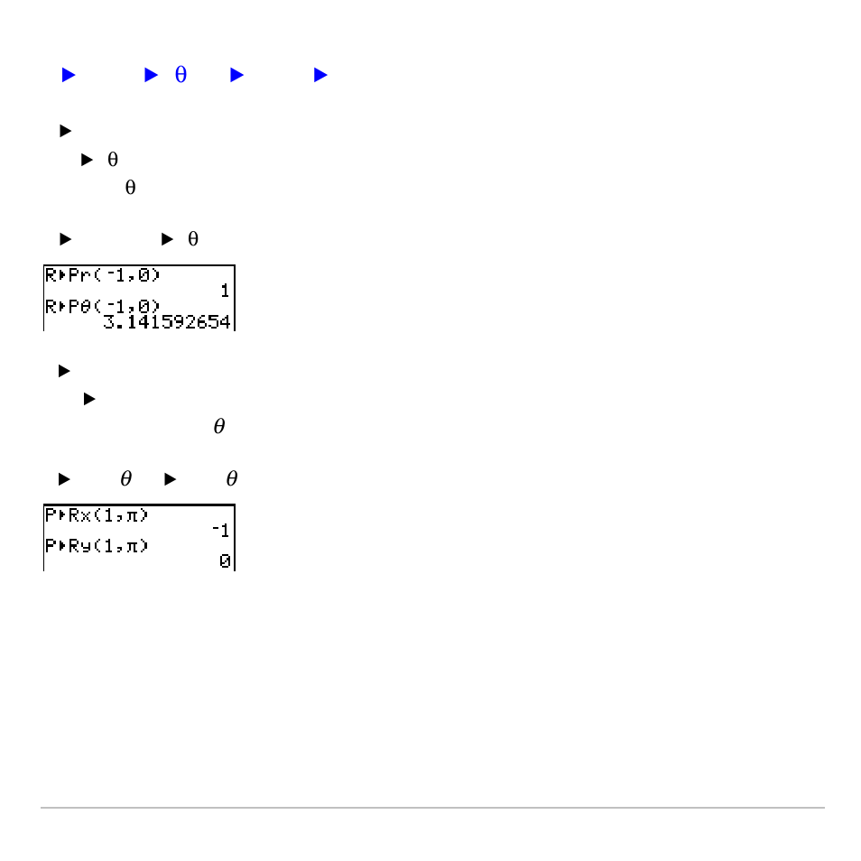 R>pr(, r>pq(, p>rx(, p>ry | Texas Instruments TI-83 PLUS User Manual | Page 103 / 827