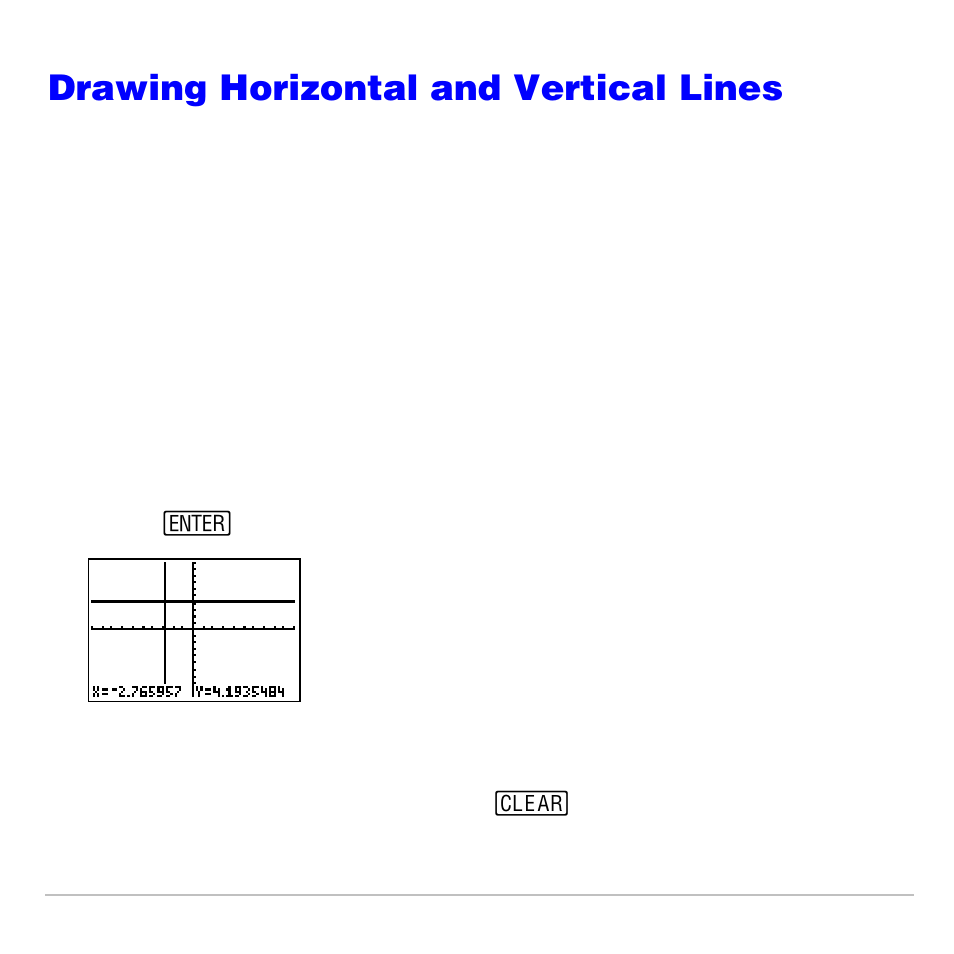 Drawing horizontal and vertical lines, Drawing a line directly on a graph | Texas Instruments TI-83 PLUS User Manual | Page 223 / 827
