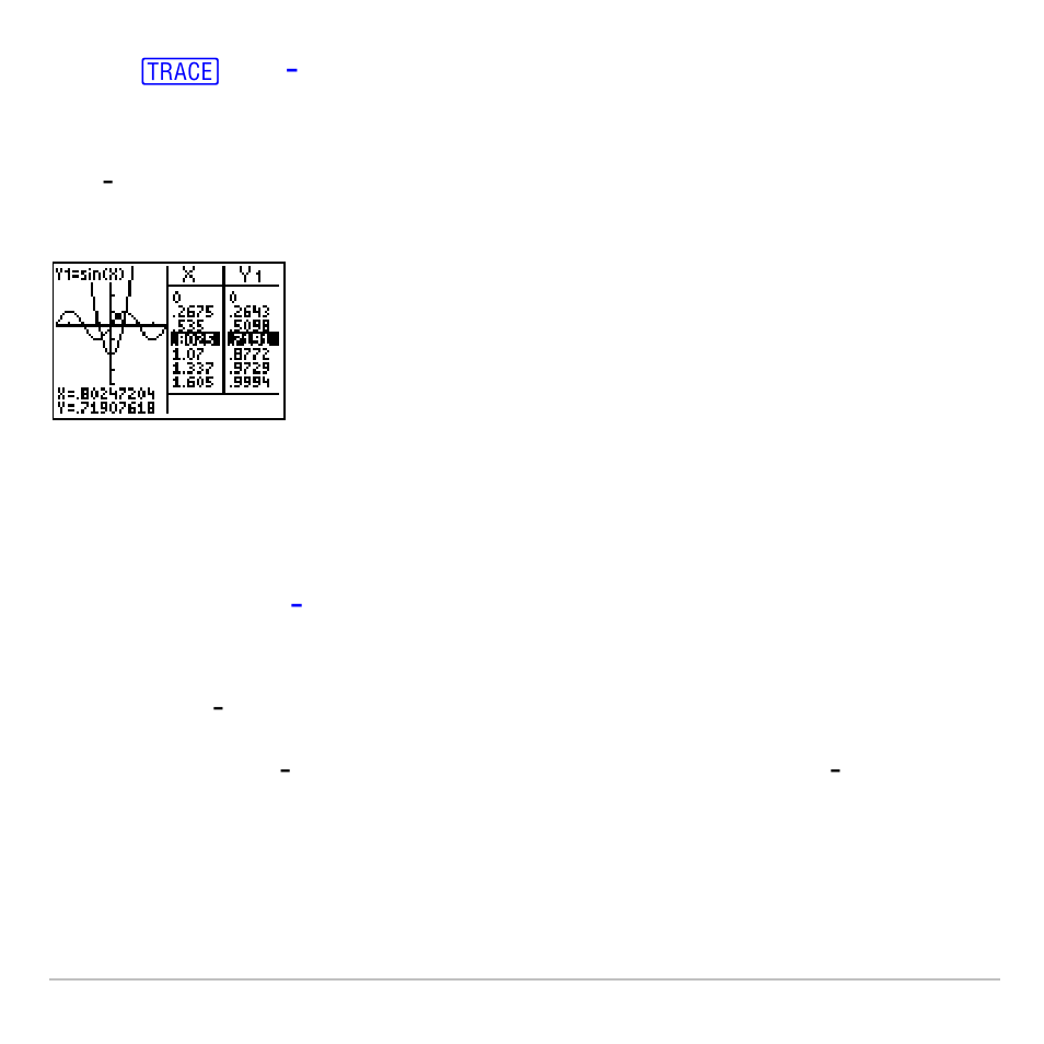 Using [trace] in g-t mode, Full screens in g-t mode | Texas Instruments TI-83 PLUS User Manual | Page 256 / 827