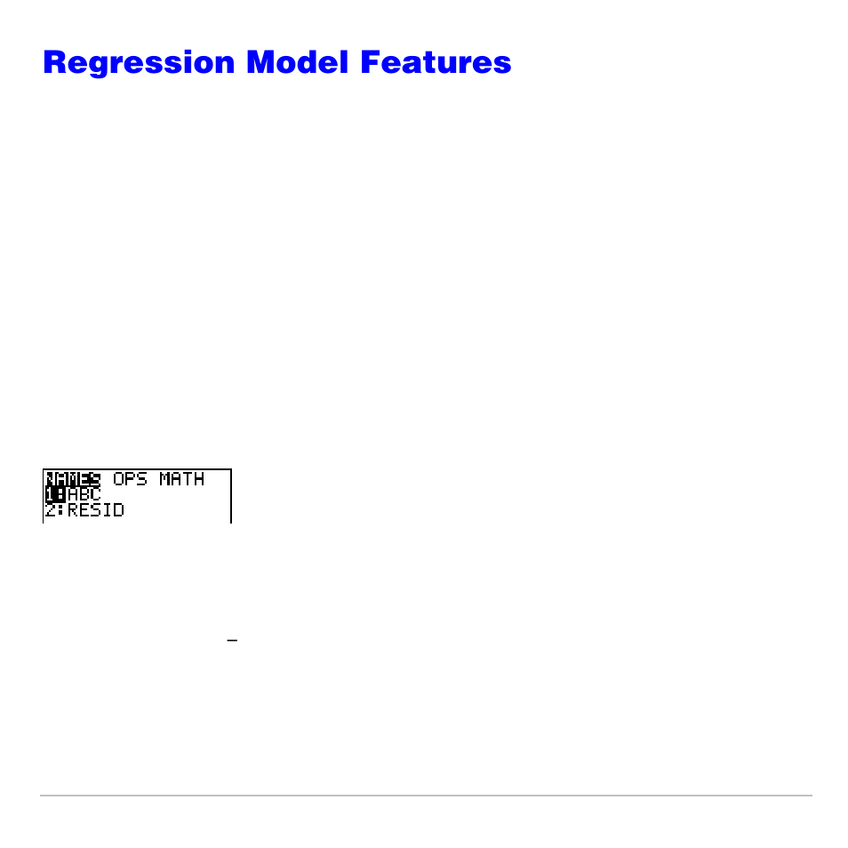 Regression model features, Automatic residual list | Texas Instruments TI-83 PLUS User Manual | Page 355 / 827