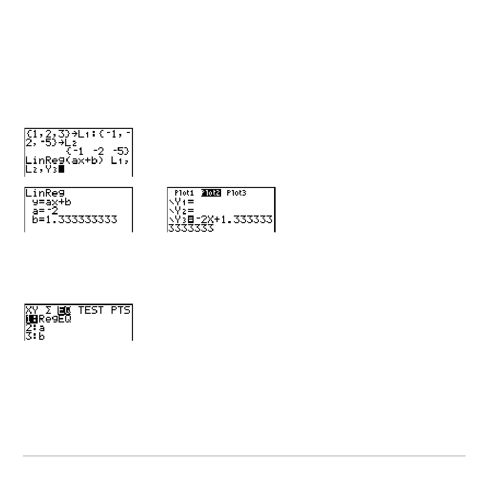 Automatic regression equation | Texas Instruments TI-83 PLUS User Manual | Page 356 / 827