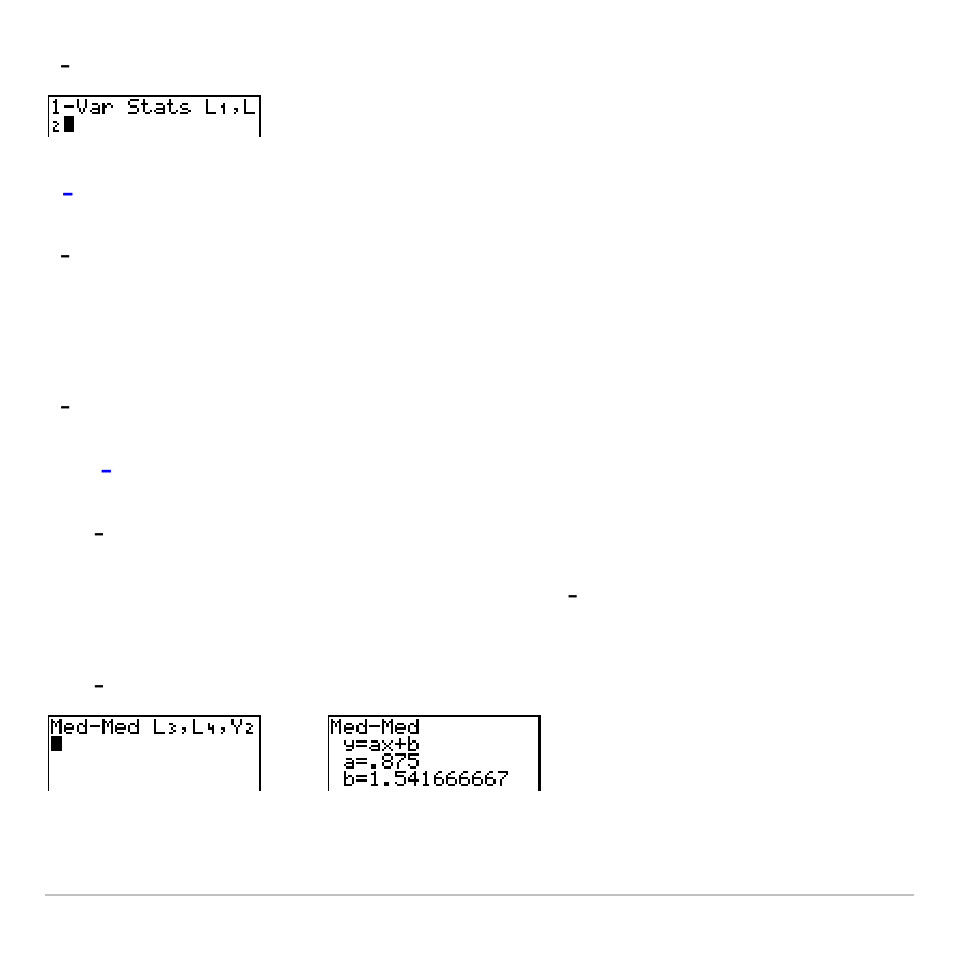 Var stats, Med-med (ax+b) | Texas Instruments TI-83 PLUS User Manual | Page 361 / 827