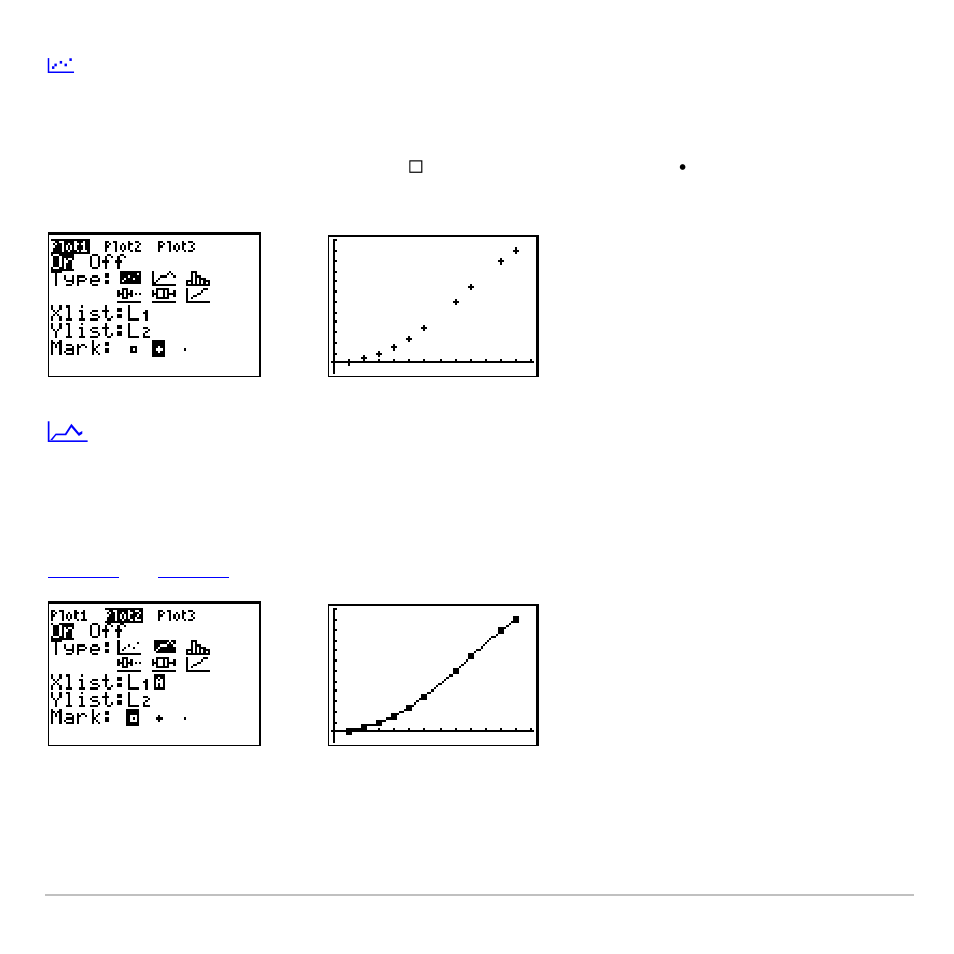 Scatter), Xyline) | Texas Instruments TI-83 PLUS User Manual | Page 372 / 827
