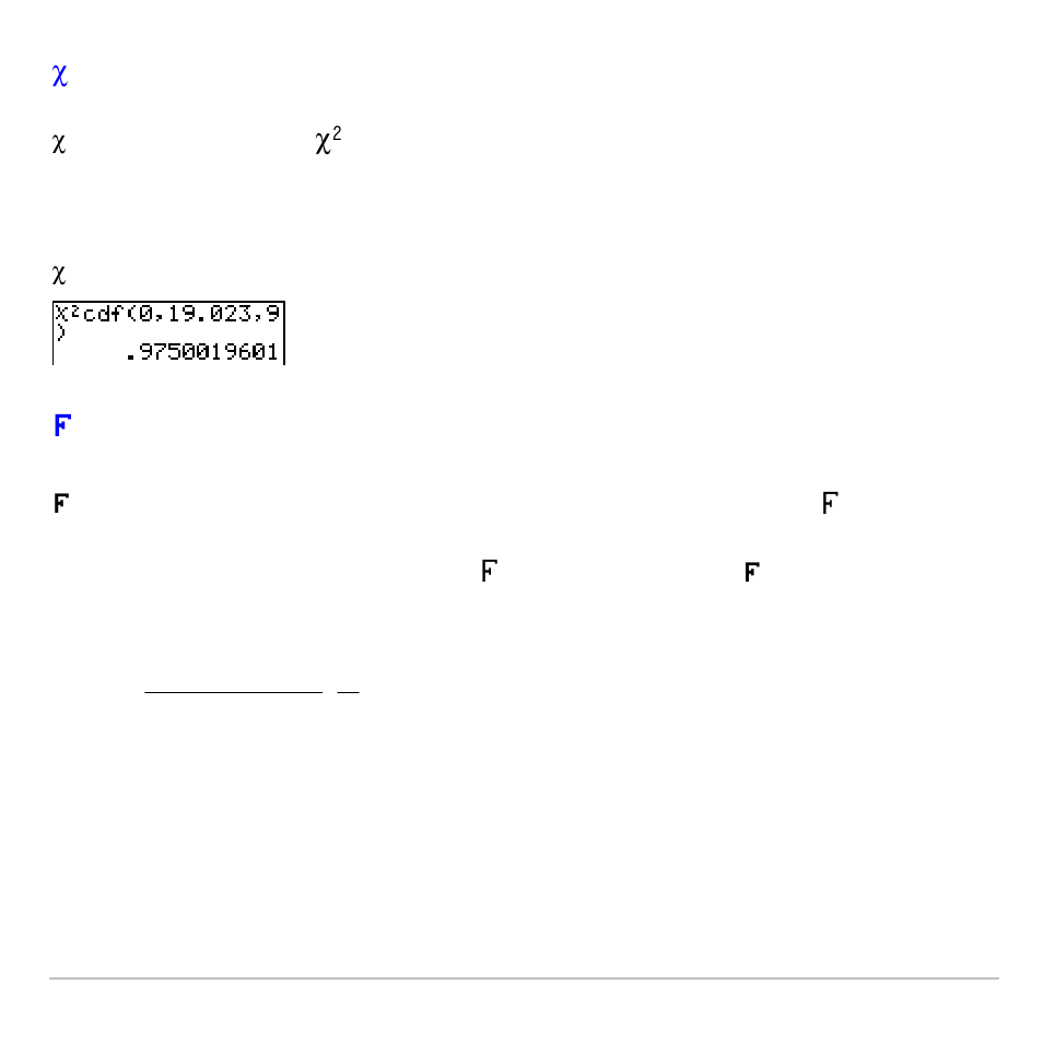 Chi ^2 cdf, Fpdf | Texas Instruments TI-83 PLUS User Manual | Page 432 / 827