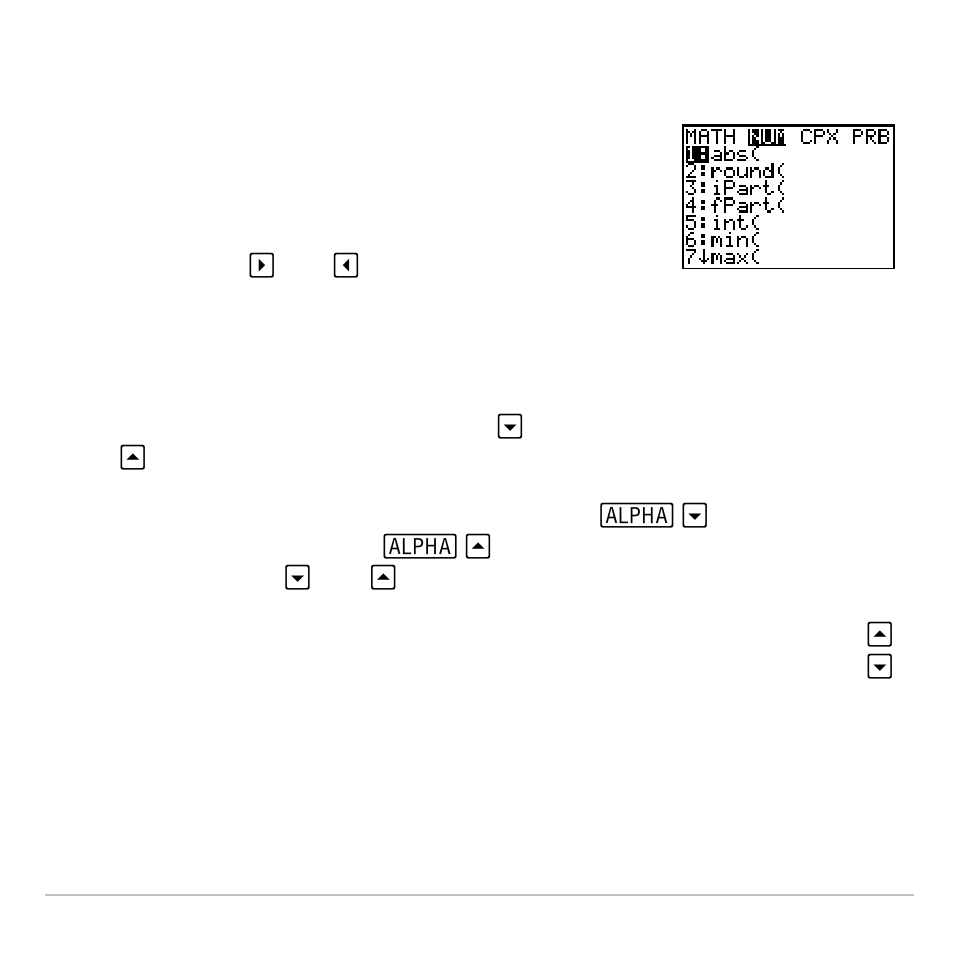 Moving from one menu to another, Scrolling a menu, Selecting an item from a menu | Texas Instruments TI-83 PLUS User Manual | Page 44 / 827