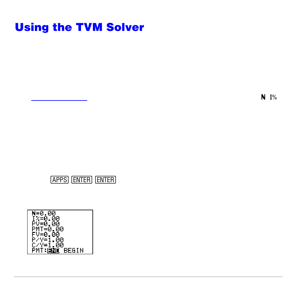 Using the tvm solver | Texas Instruments TI-83 PLUS User Manual | Page 447 / 827