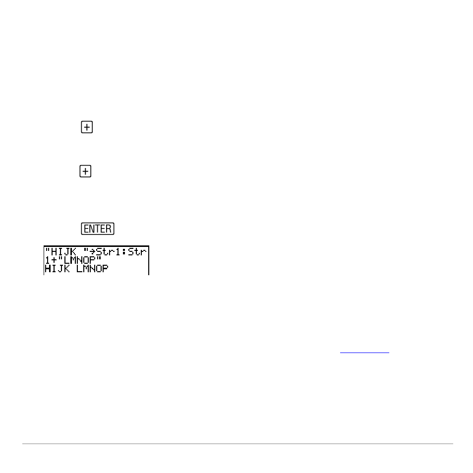 Concatenation), Selecting a string function from the catalog | Texas Instruments TI-83 PLUS User Manual | Page 493 / 827