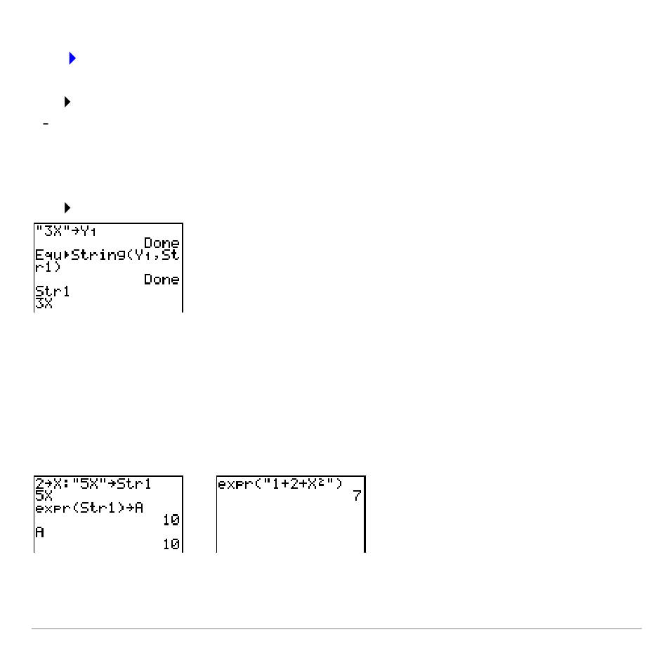 Equ>string, Expr | Texas Instruments TI-83 PLUS User Manual | Page 494 / 827