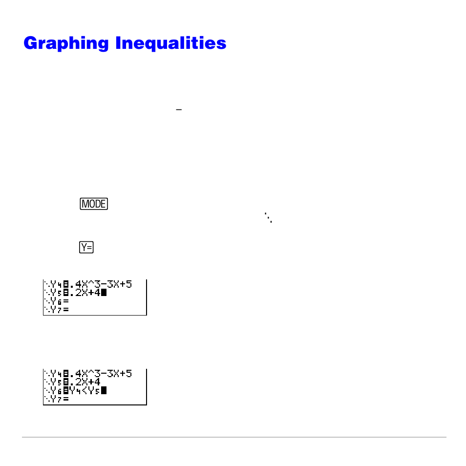 Graphing inequalities, Problem, Procedure | Texas Instruments TI-83 PLUS User Manual | Page 569 / 827