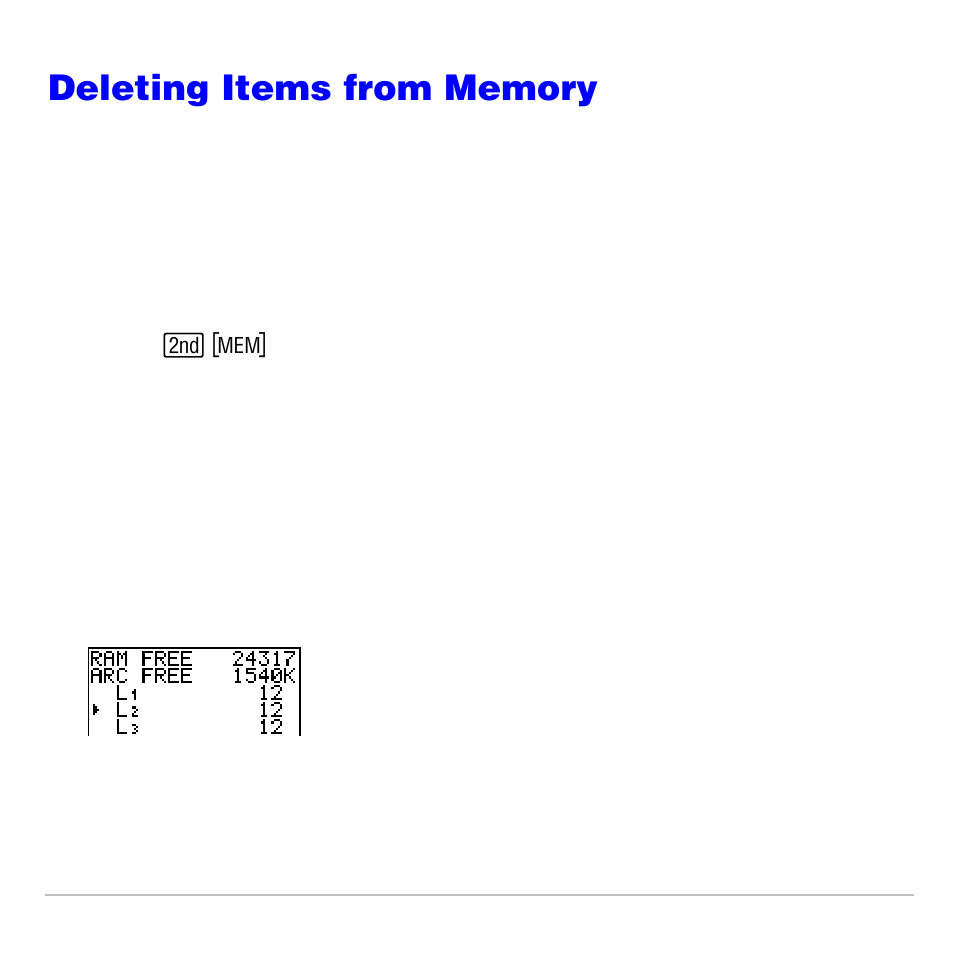 Deleting items from memory, Deleting an item | Texas Instruments TI-83 PLUS User Manual | Page 602 / 827