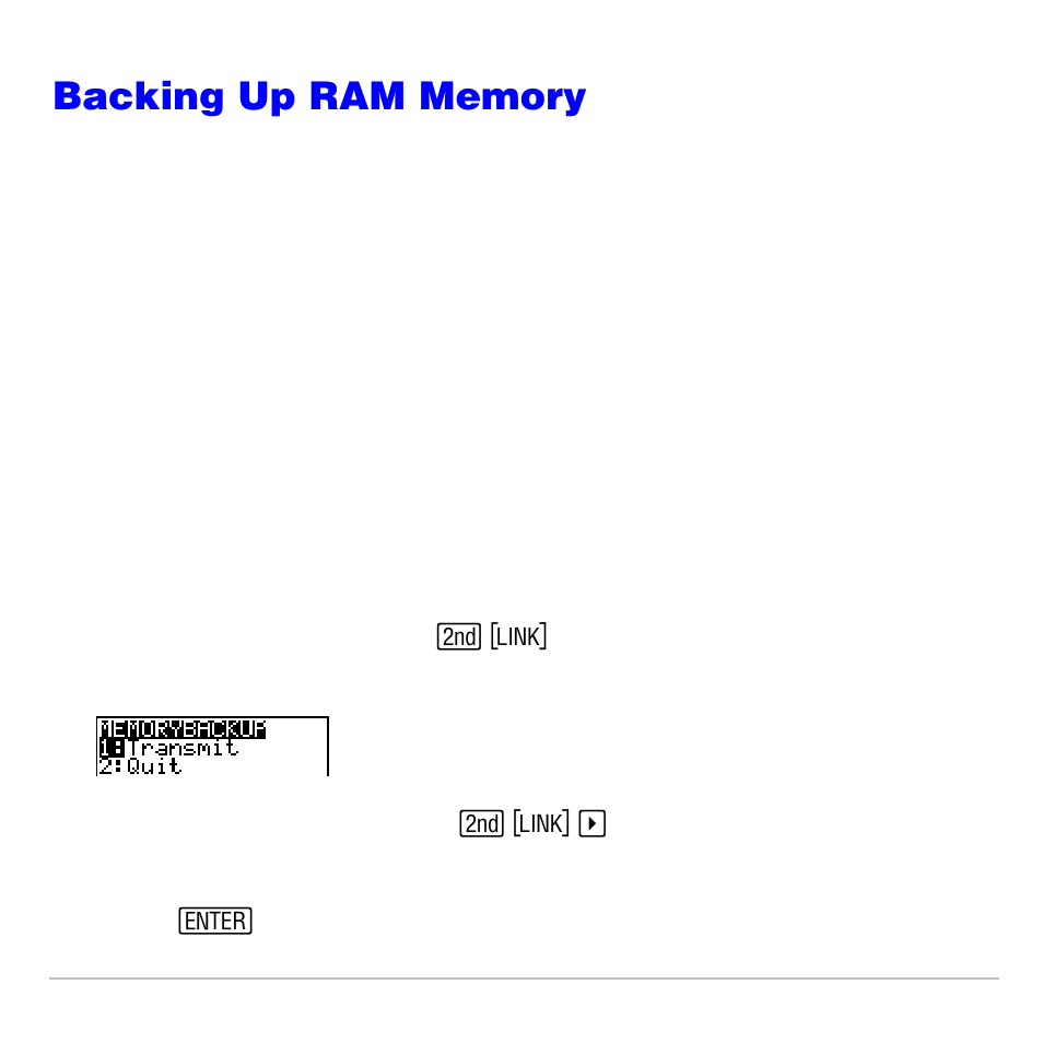 Backing up ram memory | Texas Instruments TI-83 PLUS User Manual | Page 653 / 827