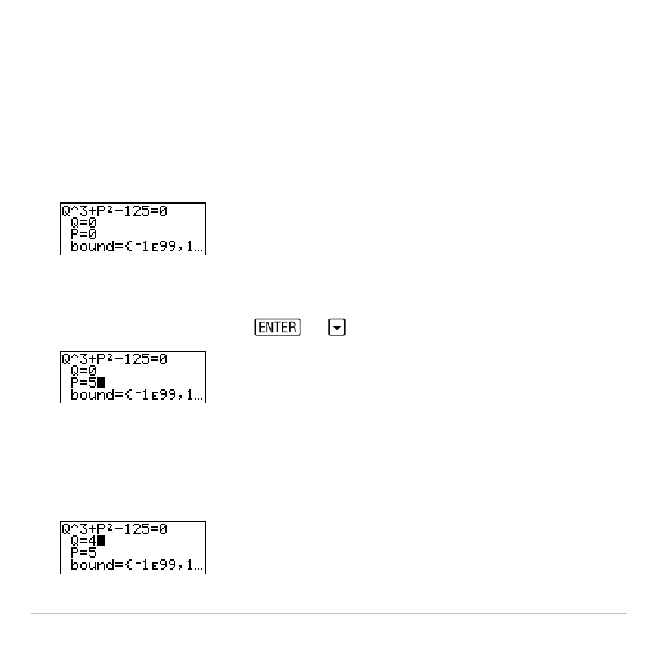 Solving for a variable in the equation solver | Texas Instruments TI-83 PLUS User Manual | Page 78 / 827