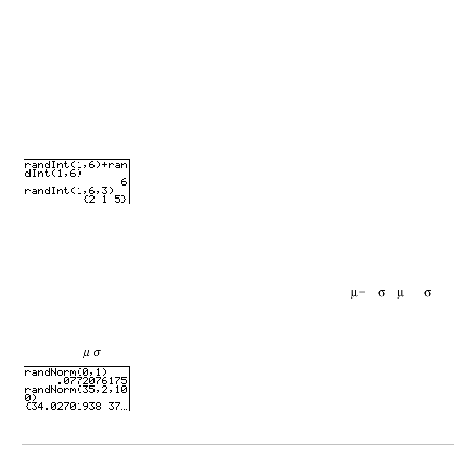 Randint, Randnorm | Texas Instruments TI-83 PLUS User Manual | Page 98 / 827