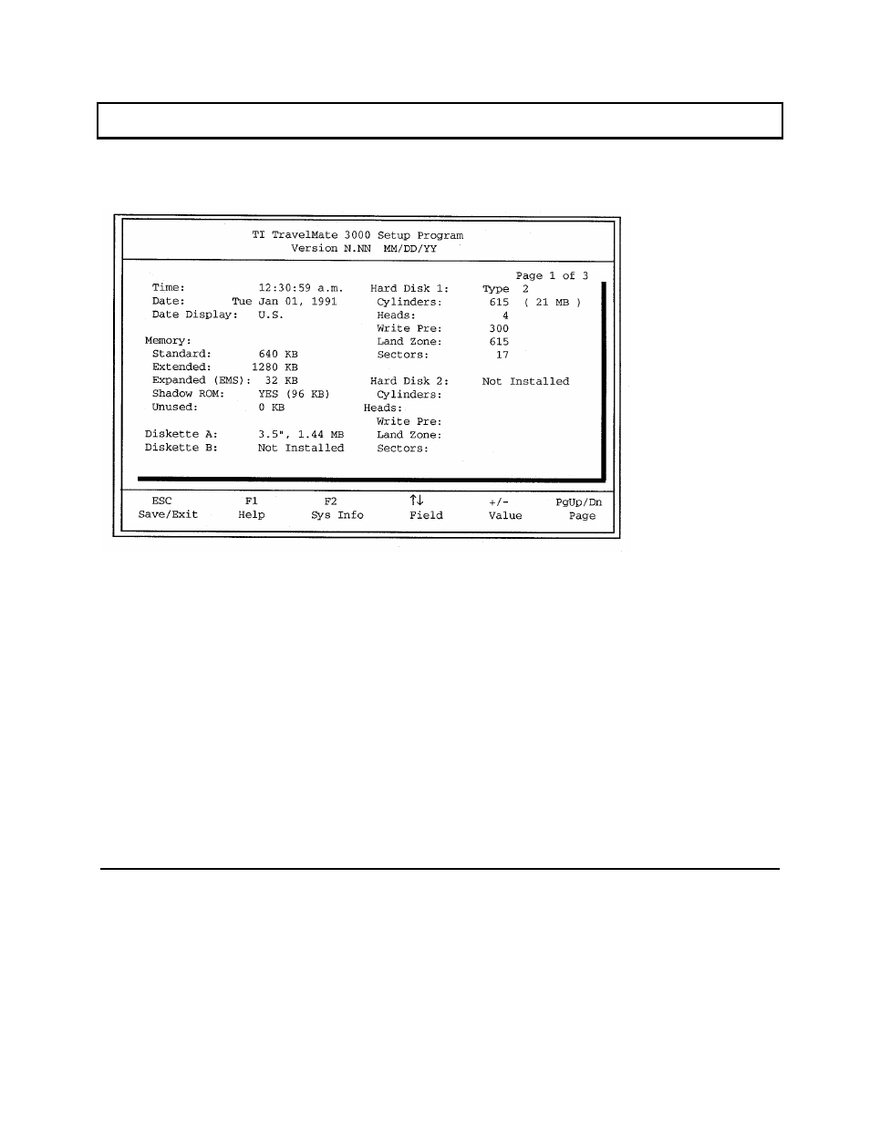 Clock, Time, Date | System options, page 1 | Texas Instruments 3000 User Manual | Page 67 / 204