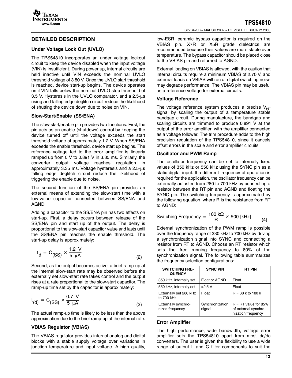 Texas Instruments TPS54810 User Manual | Page 13 / 21