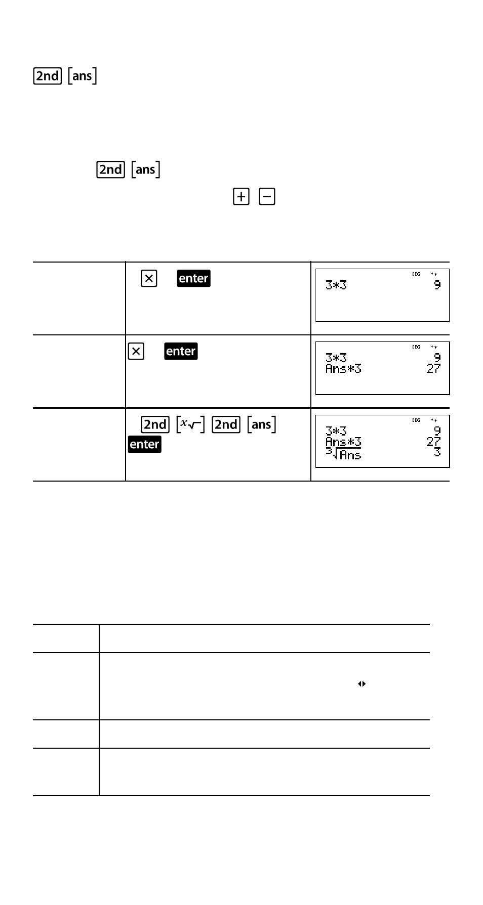 Last answer, Order, Operations | Examples | Texas Instruments TI-30XS User Manual | Page 11 / 44