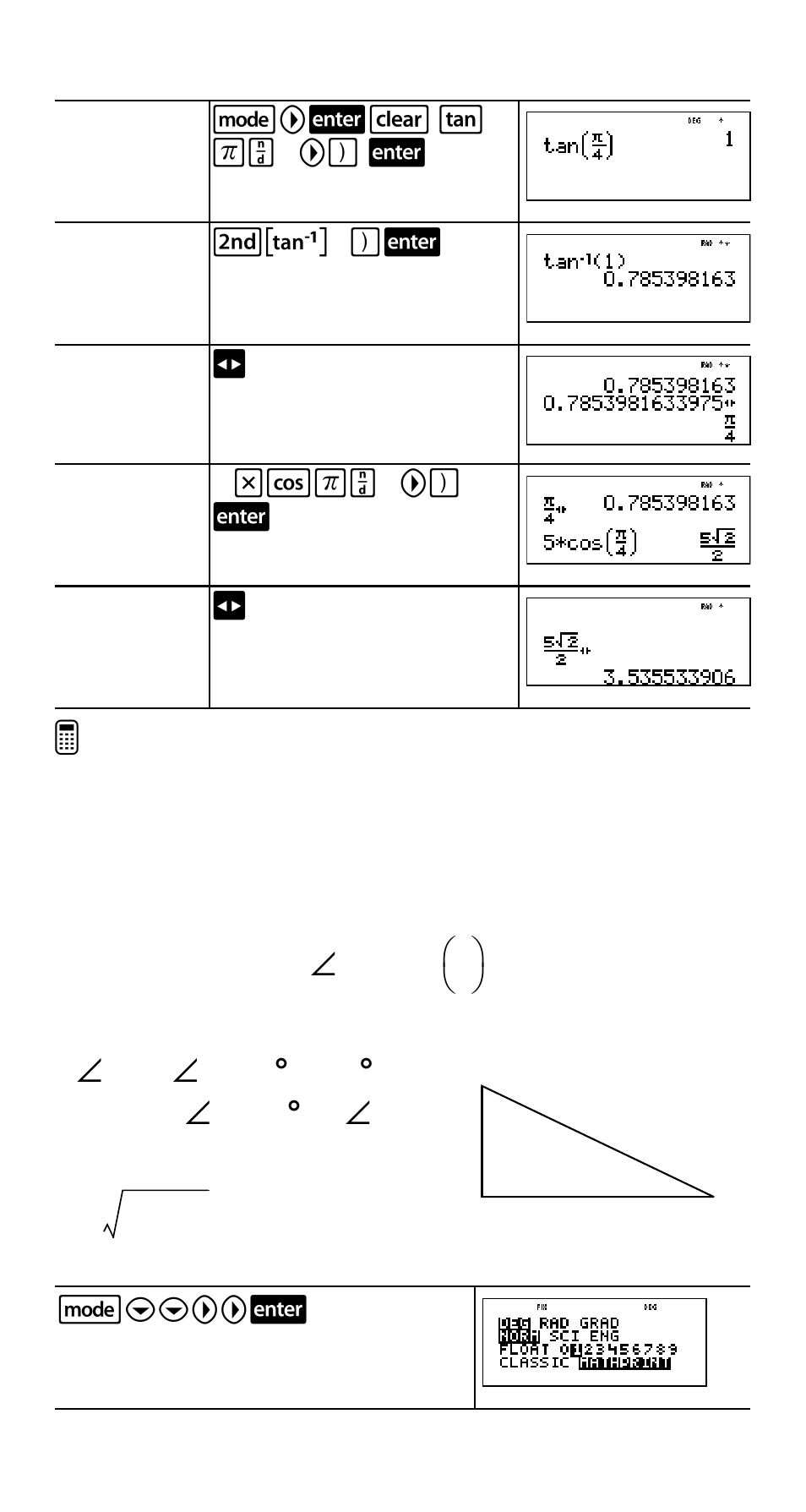 Example radian mode, Problem | Texas Instruments TI-30XS User Manual | Page 22 / 44