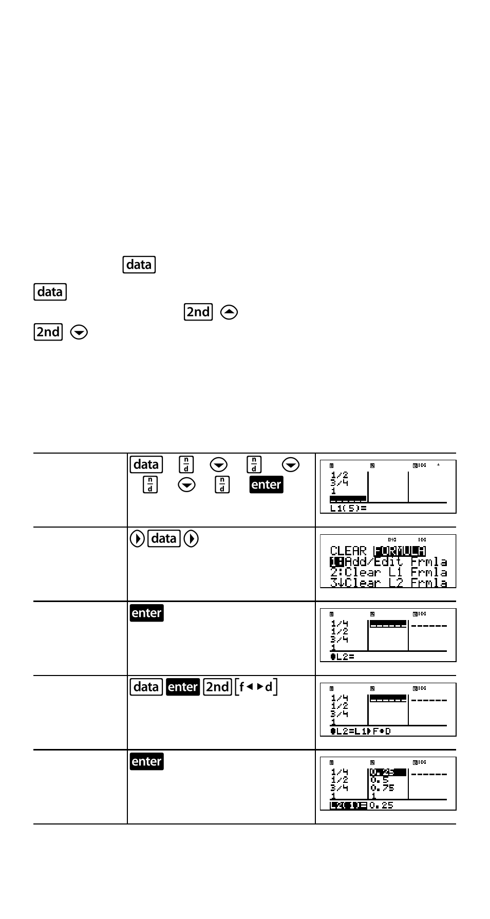 Data editor and list formulas, Example | Texas Instruments TI-30XS User Manual | Page 29 / 44