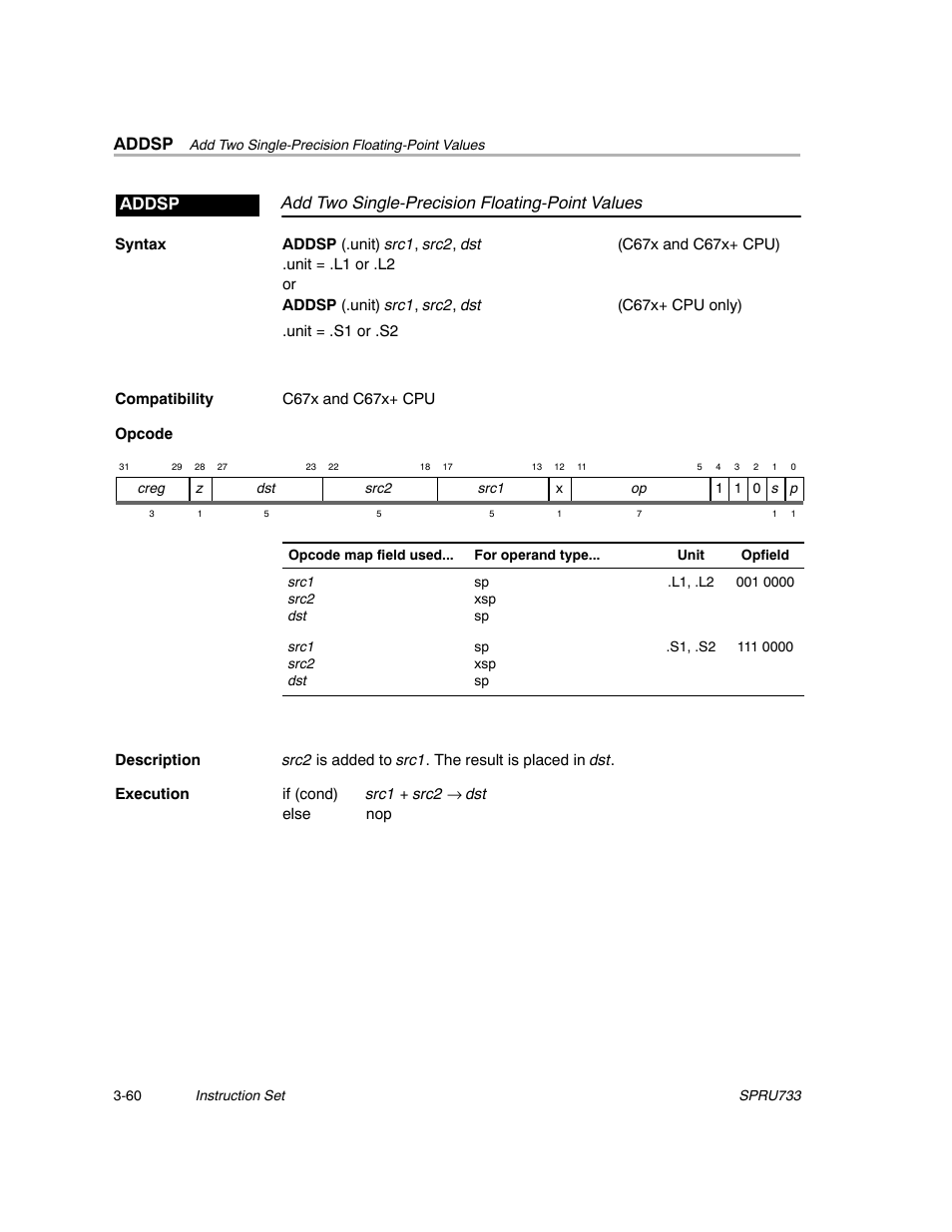Addsp | Texas Instruments TMS320C67X/C67X+ DSP User Manual | Page 120 / 465