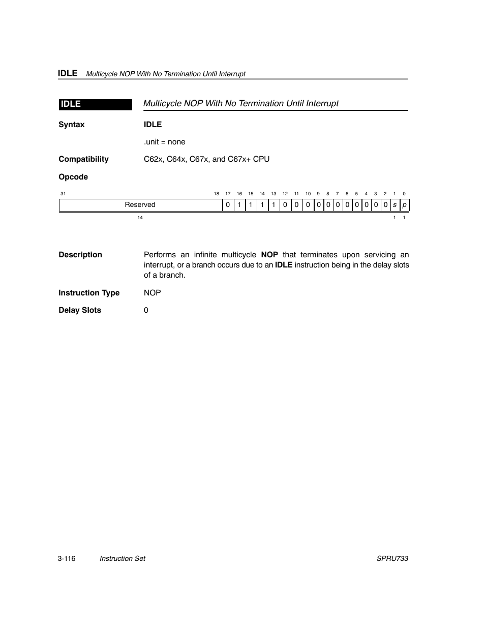 Idle | Texas Instruments TMS320C67X/C67X+ DSP User Manual | Page 176 / 465