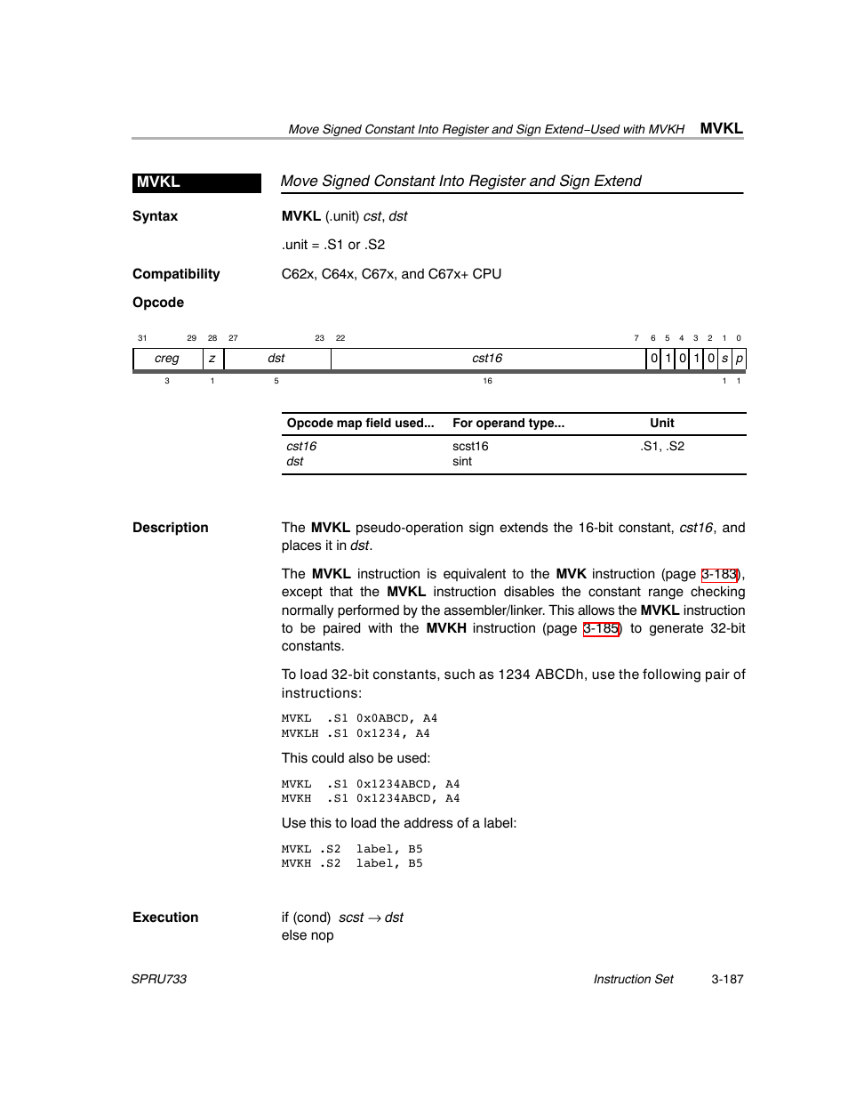 Mvkl | Texas Instruments TMS320C67X/C67X+ DSP User Manual | Page 247 / 465