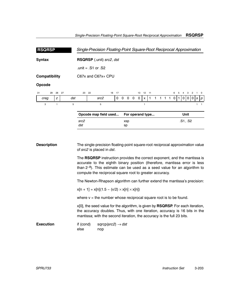 Rsqrsp | Texas Instruments TMS320C67X/C67X+ DSP User Manual | Page 263 / 465