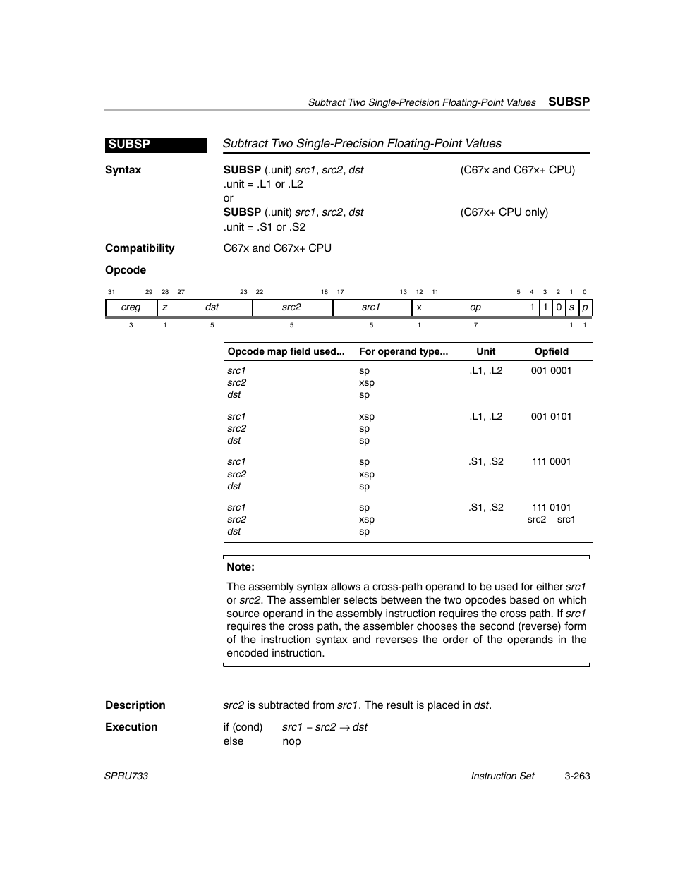 Subsp | Texas Instruments TMS320C67X/C67X+ DSP User Manual | Page 323 / 465