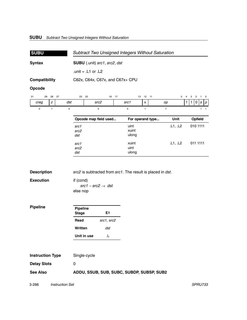 Subu | Texas Instruments TMS320C67X/C67X+ DSP User Manual | Page 326 / 465