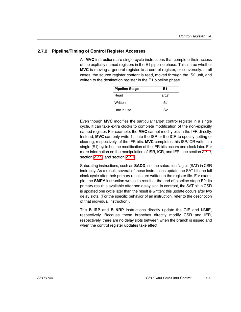 2 pipeline/timing of control register accesses | Texas Instruments TMS320C67X/C67X+ DSP User Manual | Page 35 / 465