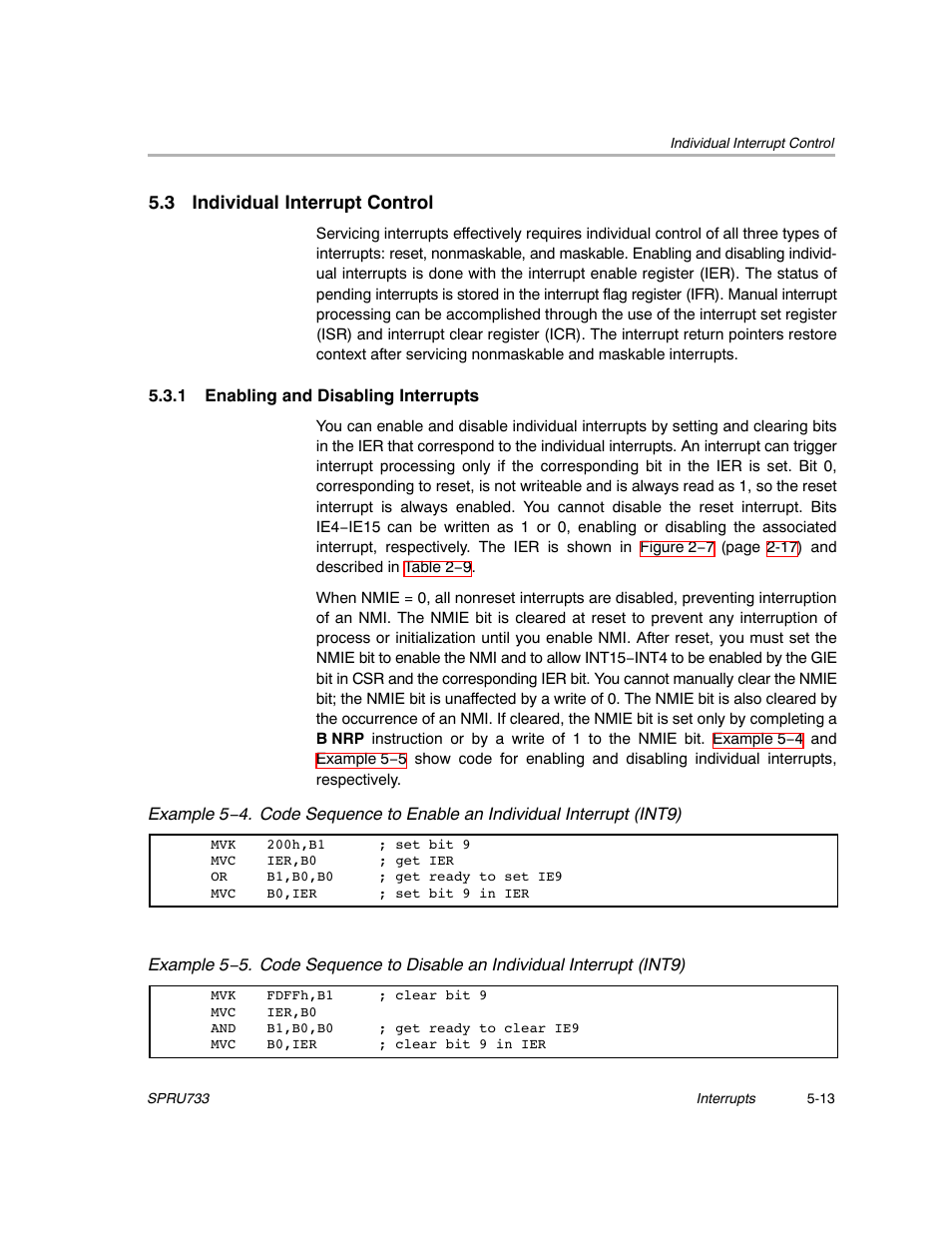 3 individual interrupt control, 1 enabling and disabling interrupts | Texas Instruments TMS320C67X/C67X+ DSP User Manual | Page 408 / 465