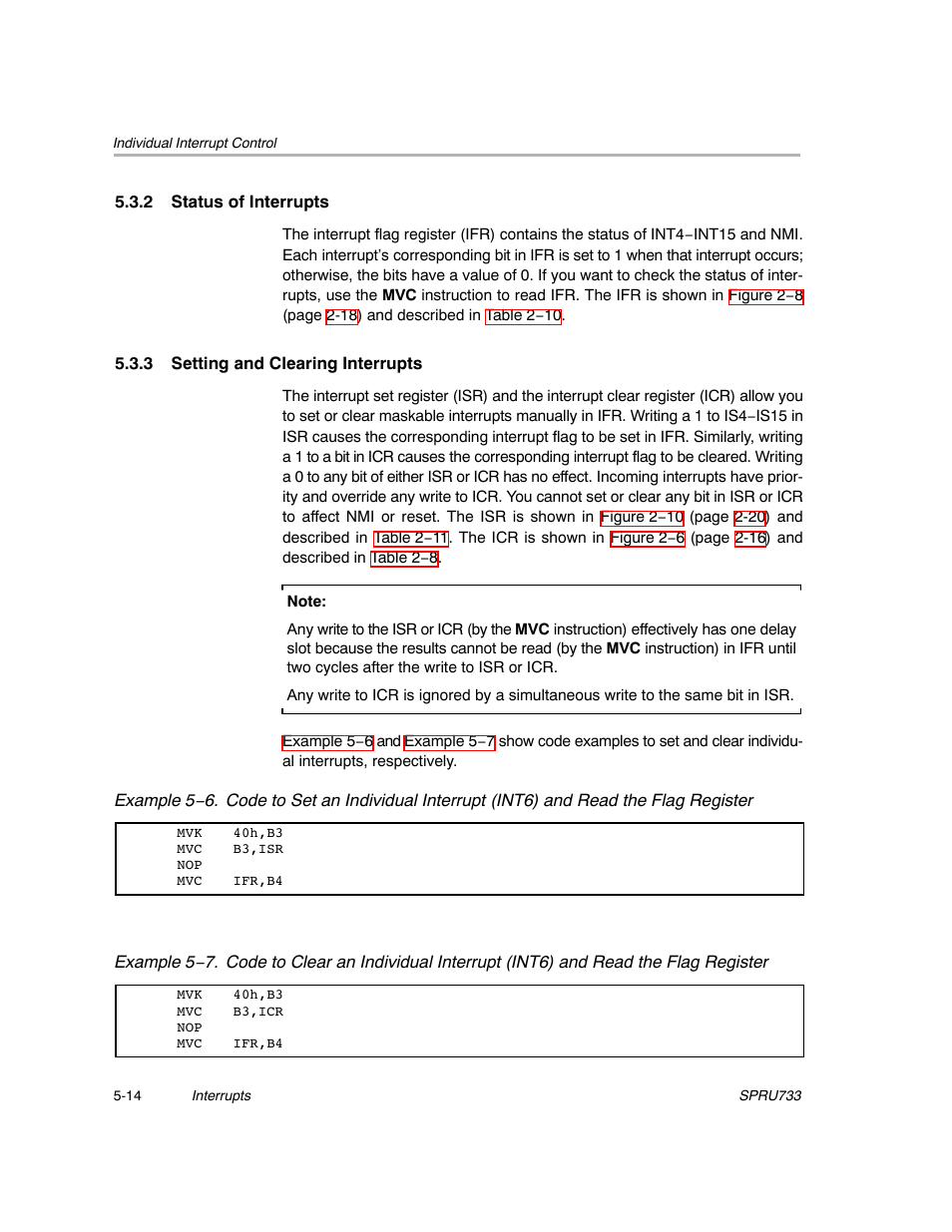 2 status of interrupts, 3 setting and clearing interrupts | Texas Instruments TMS320C67X/C67X+ DSP User Manual | Page 409 / 465