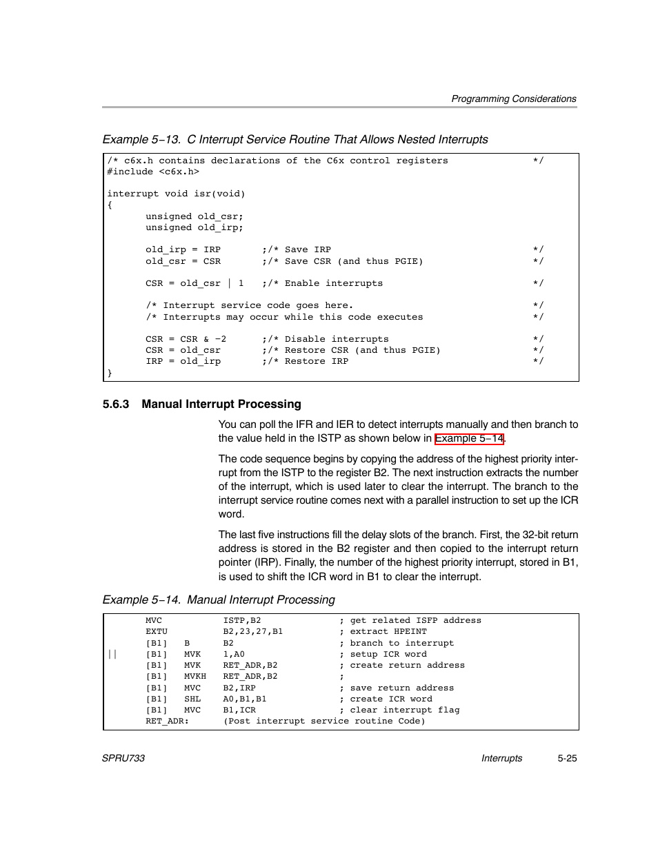 3 manual interrupt processing | Texas Instruments TMS320C67X/C67X+ DSP User Manual | Page 420 / 465