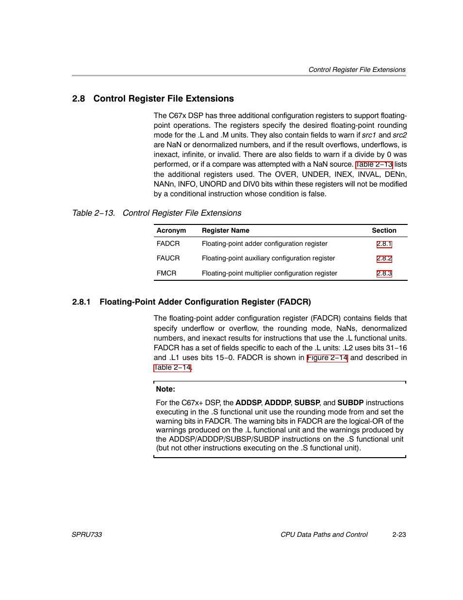 8 control register file extensions | Texas Instruments TMS320C67X/C67X+ DSP User Manual | Page 49 / 465