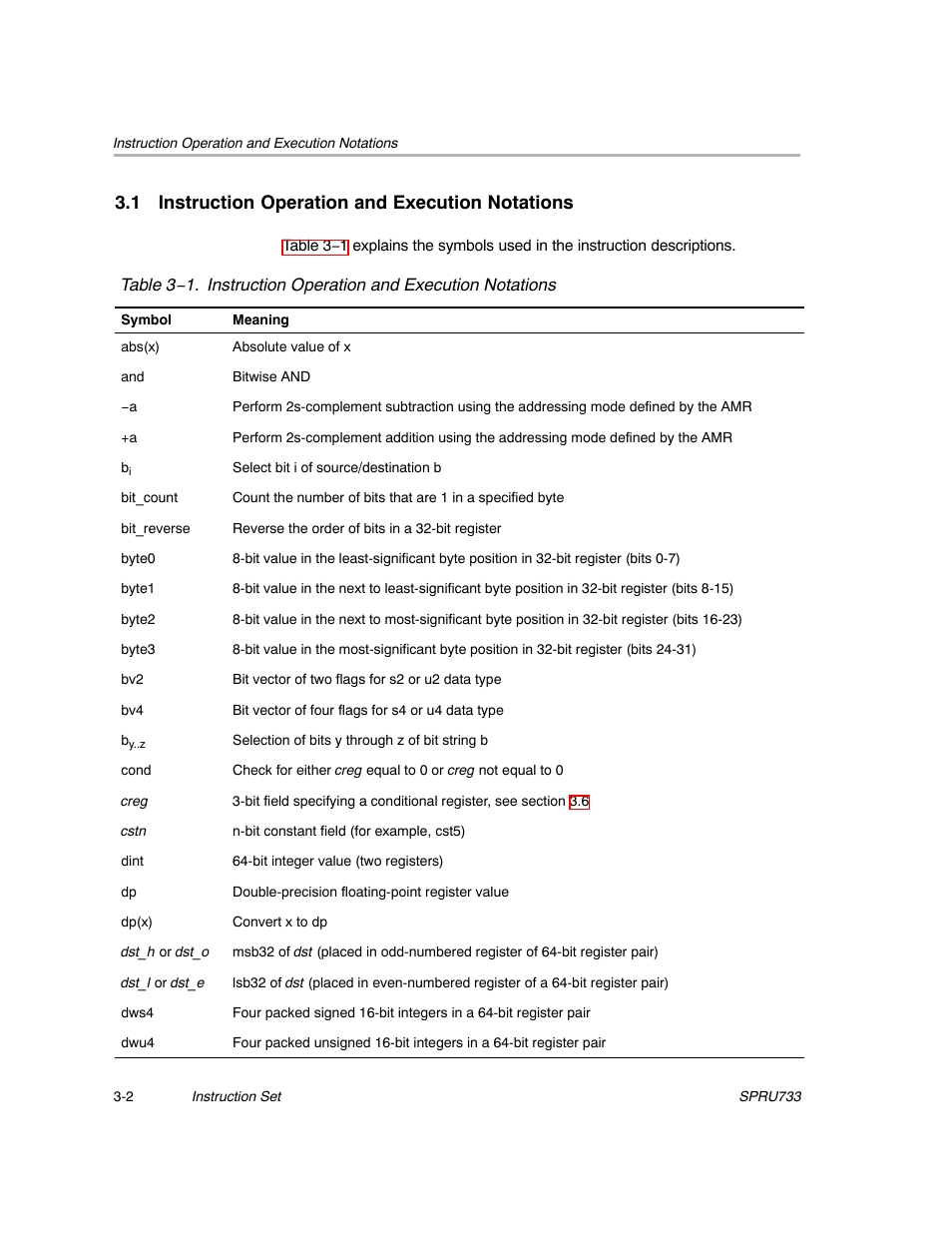 1 instruction operation and execution notations | Texas Instruments TMS320C67X/C67X+ DSP User Manual | Page 62 / 465