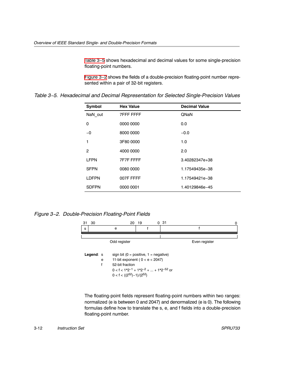 Figure 3−2. double-precision floating-point fields | Texas Instruments TMS320C67X/C67X+ DSP User Manual | Page 72 / 465