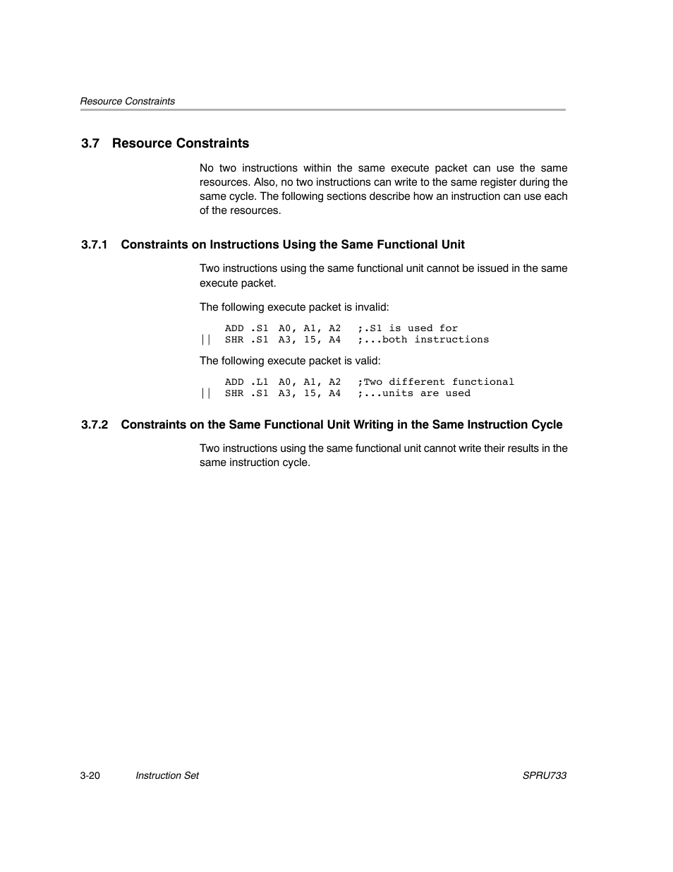 7 resource constraints, Section 3.7 | Texas Instruments TMS320C67X/C67X+ DSP User Manual | Page 80 / 465
