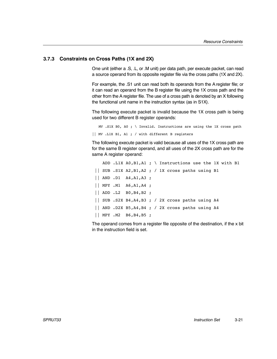 3 constraints on cross paths (1x and 2x) | Texas Instruments TMS320C67X/C67X+ DSP User Manual | Page 81 / 465