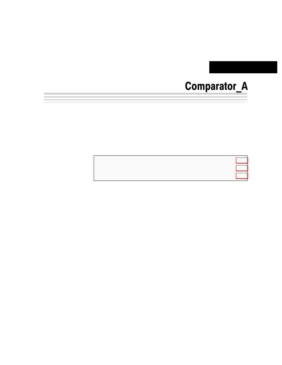 Chapter 17: comparator_a, Comparator_a, Chapter 17 | Texas Instruments MSP430x4xx User Manual | Page 321 / 512