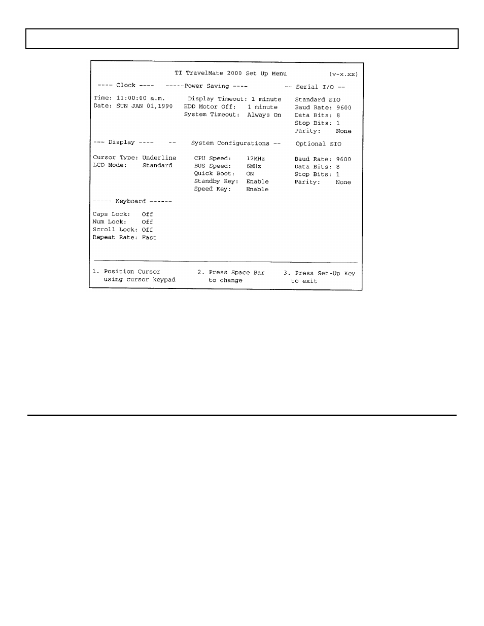 Making selections on the set up screen | Texas Instruments TravelMate 2000 User Manual | Page 61 / 208