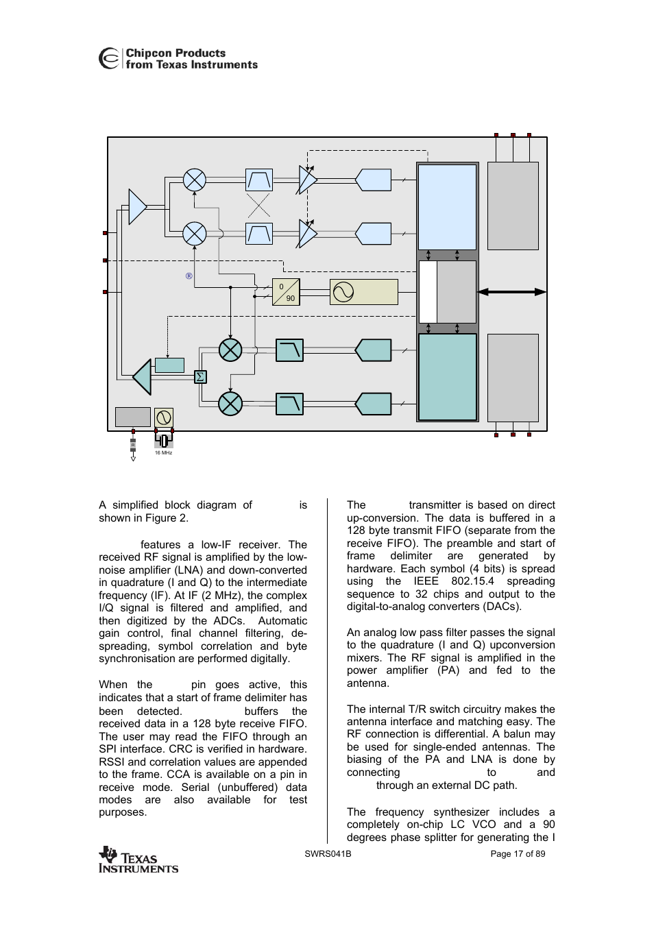 Circuit description, Cc2420, Smartrf | 8 circuit description | Texas Instruments 3138 155 232931 User Manual | Page 17 / 90