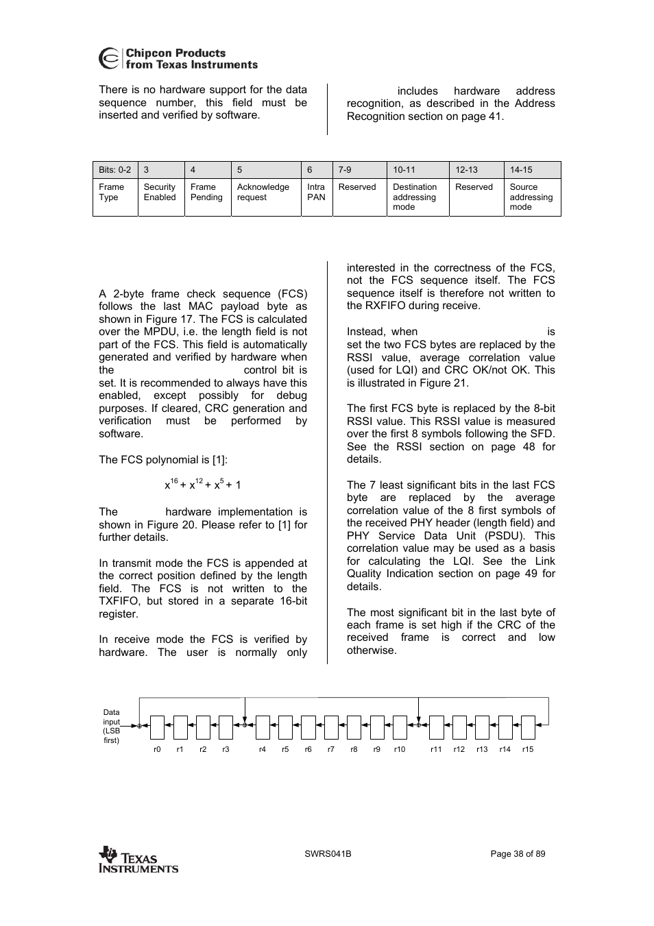 Frame check sequence, Figure 19. pleas, Cc2420 | Texas Instruments 3138 155 232931 User Manual | Page 38 / 90